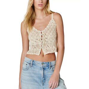 Lucky Brand Cotton Crochet Tie-Front Tank